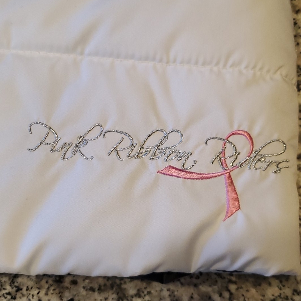 Pink Ribbon Riders white puffer vest - Picture 2 of 8
